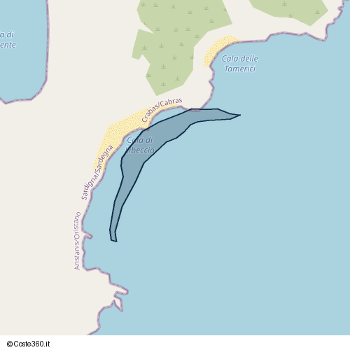 Posizione della spiaggia Spiaggia nei pressi di Crabas/Cabras, 09072