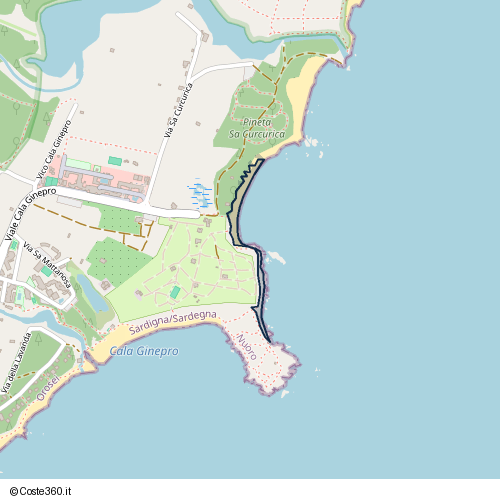 Posizione della spiaggia Spiaggia nei pressi di Viale Cala Ginepro, Orosei, 08028