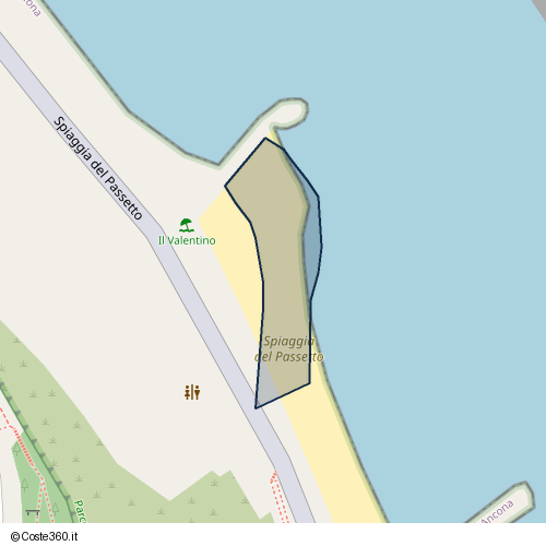 Posizione della spiaggia Spiaggia nei pressi di Spiaggia del Passetto, Ancona, 60124