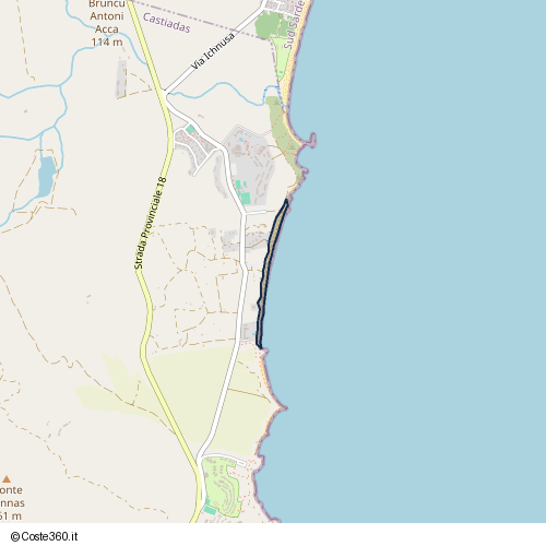 Posizione della spiaggia Spiaggia nei pressi di Strada Provinciale 18, Olia Speciosa, 09040