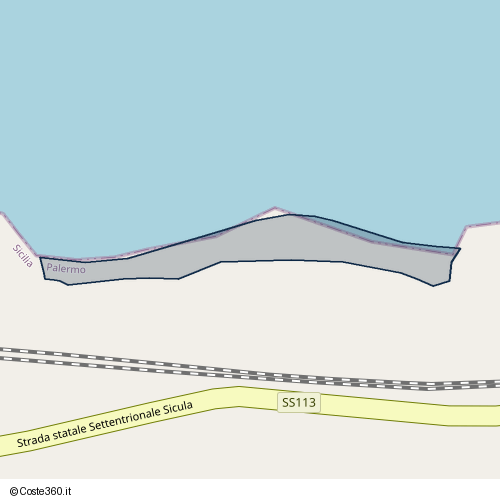 Posizione della spiaggia Spiaggia nei pressi di Strada statale Settentrionale Sicula, Termini Imerese, 90018