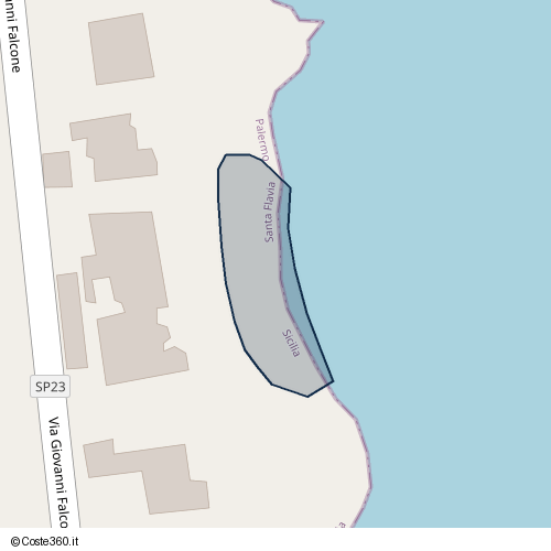 Posizione della spiaggia Spiaggia nei pressi di Via Giovanni Falcone, Santa Flavia, 90017