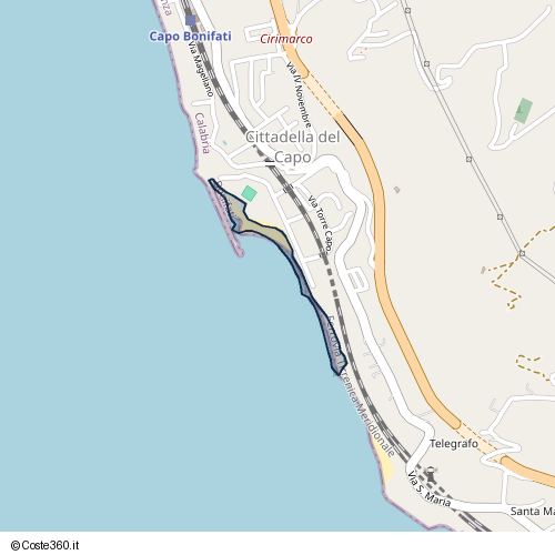 Posizione della spiaggia Spiaggia nei pressi di Cittadella del Capo