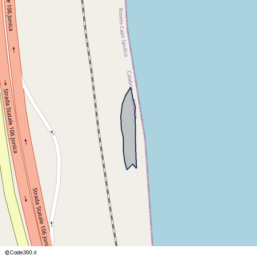 Posizione della spiaggia Spiaggia nei pressi di Strada Statale 106 Jonica, Roseto Capo Spulico, 87070