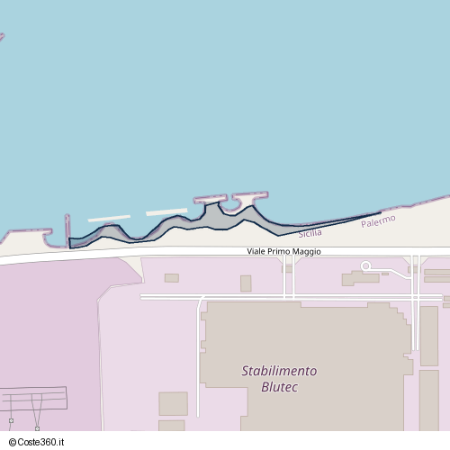 Posizione della spiaggia Spiaggia nei pressi di Viale Primo Maggio, Termini Imerese, 90018