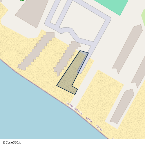 Posizione della spiaggia Spiaggia nei pressi di Lido di Castel Fusano, Roma, 00122