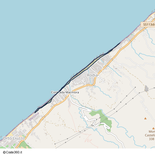 Posizione della spiaggia Spiaggia nei pressi di Via Lungomare Rodia, VI Circoscrizione, Messina, 98162