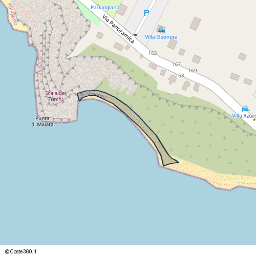 Posizione della spiaggia Spiaggia nei pressi di Via Panoramica, Punta Grande, 92010