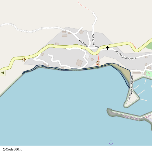 Posizione della spiaggia Spiaggia nei pressi di Discesa a mare Località Dominella, Casal Velino, 84068