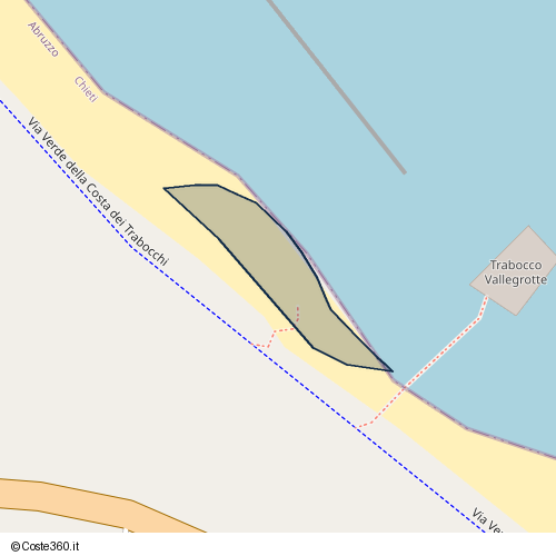 Posizione della spiaggia Spiaggia nei pressi di Via Verde della Costa dei Trabocchi, Rocca San Giovanni, 66038