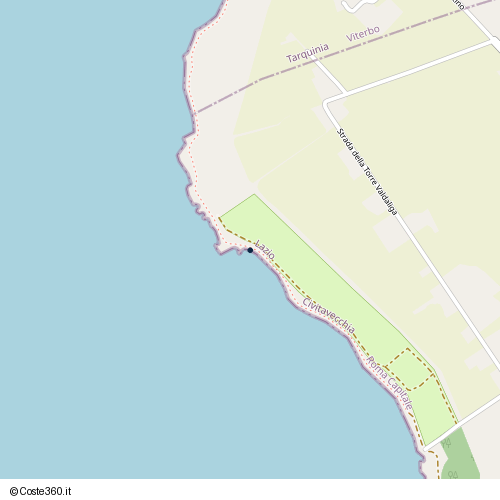 Posizione della spiaggia Spiaggia nei pressi di Strada della Torre Valdaliga, Pantano, Civitavecchia