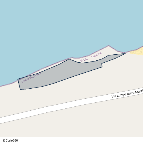 Posizione della spiaggia Spiaggia nei pressi di Via Lungo Mare Marchesana, Terme Vigliatore, 98050