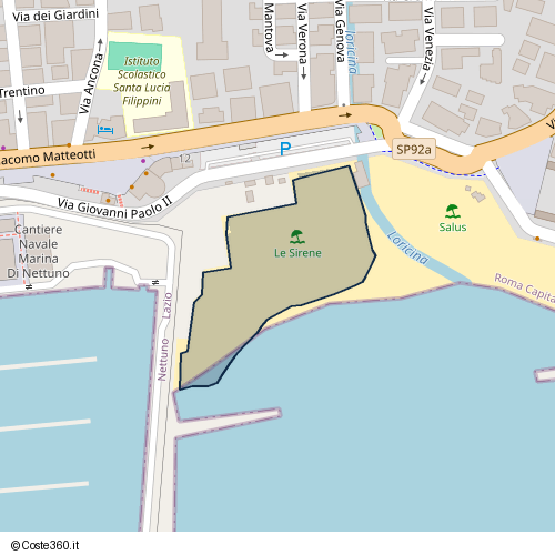 Posizione della spiaggia Spiaggia nei pressi di Via Giovanni Paolo II, Borgo Medievale, Nettuno, 00048