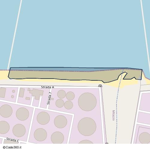 Posizione della spiaggia Spiaggia nei pressi di Strada A, Parco, Milazzo, 98057