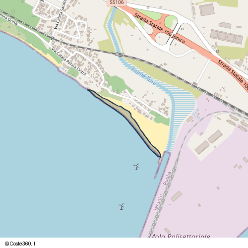 Posizione della spiaggia Spiaggia nei pressi di Taranto, 74010