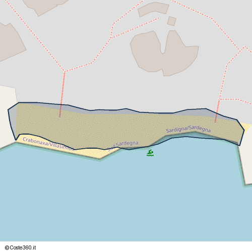 Posizione della spiaggia Spiaggia nei pressi di Crabonaxa/Villasimius, 09049