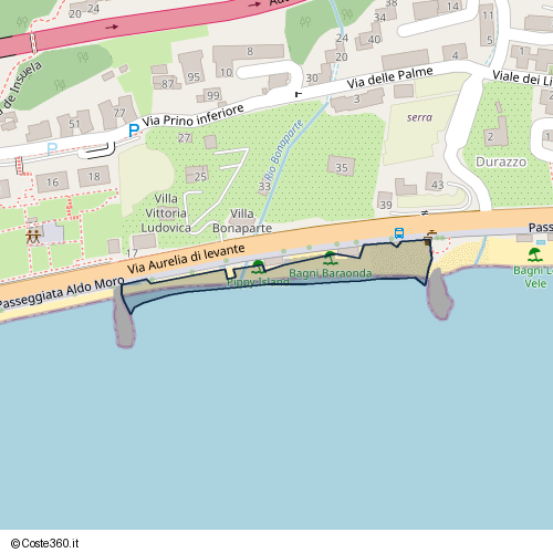 Posizione della spiaggia Spiaggia nei pressi di Passeggiata Aldo Moro, Cogoleto, 16016