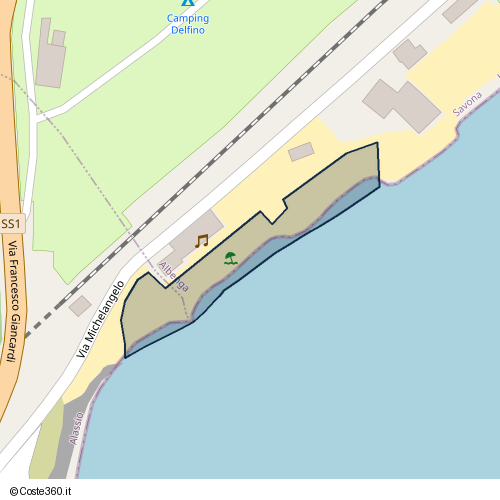 Posizione della spiaggia Spiaggia nei pressi di Via Michelangelo 23, Albenga, 17031