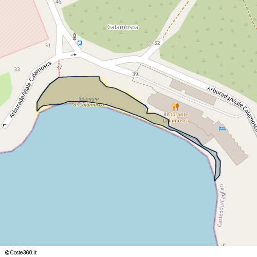 Posizione della spiaggia Spiaggia nei pressi di Arburada/Viale Calamosca 39, Borgo Sant'Elia, Casteddu/Cagliari, 09126