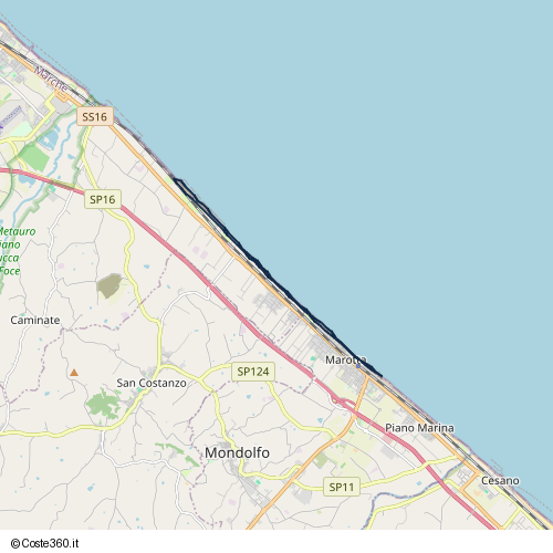 Posizione della spiaggia Spiaggia nei pressi di Via Ammiraglio Cappellini, Fano, 61032