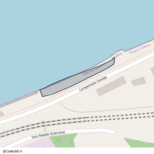 Posizione della spiaggia Spiaggia nei pressi di Lungomare Cenide, Pezzo Inferiore, Villa San Giovanni, 89018