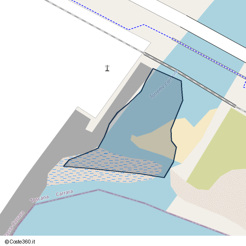 Posizione della spiaggia Spiaggia nei pressi di Viale Giovanni da Verrazzano, Marina di Carrara, Carrara, 54033