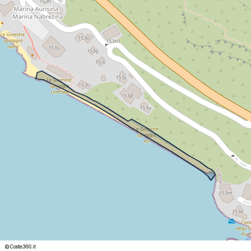 Posizione della spiaggia Spiaggia nei pressi di Duino Aurisina / Devin - Nabrežina, 34011