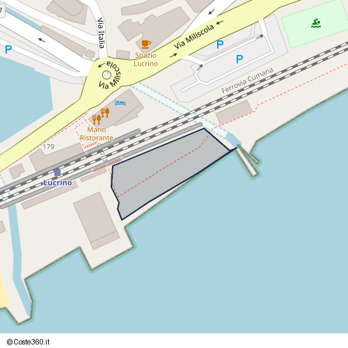 Posizione della spiaggia Spiaggia nei pressi di Via Miliscola, Pozzuoli, 80078