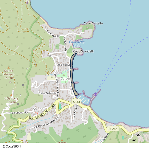 Posizione della spiaggia Spiaggia nei pressi di Lungomare John Fitzgerald Kennedy, Rio Marina, Cavo, 57038