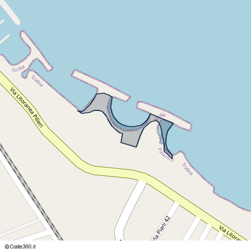 Posizione della spiaggia Spiaggia nei pressi di Via Litoranea Pilieri, Trabia, 90019