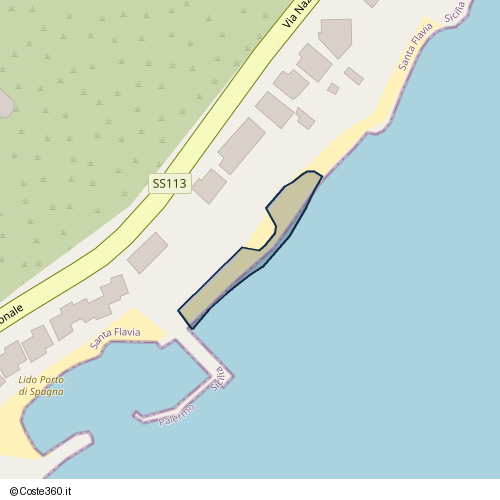 Posizione della spiaggia Spiaggia nei pressi di Via Nazionale, Santa Flavia, 90017