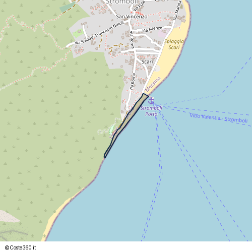 Posizione della spiaggia Spiaggia nei pressi di Via Roma, Lipari, 98050