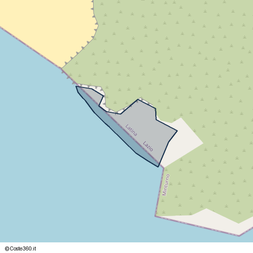 Posizione della spiaggia Spiaggia nei pressi di Via Antonio Paduano, Minturno, 04026