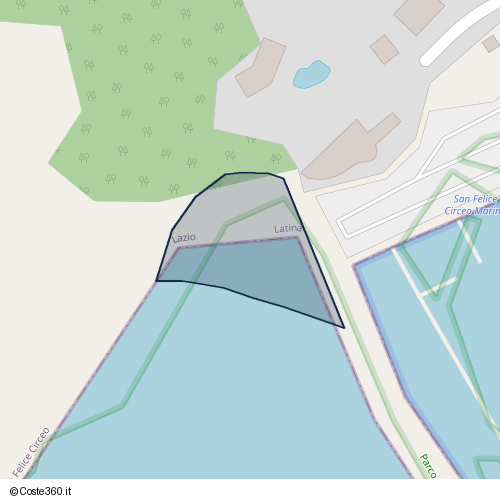 Posizione della spiaggia Spiaggia nei pressi di Via Ammiraglio Bergamini, San Felice Circeo, 04017