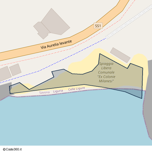 Posizione della spiaggia Spiaggia nei pressi di Via Aurelia levante, Celle Ligure, 17019