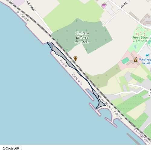 Posizione della spiaggia Spiaggia nei pressi di Via S. Giuseppe alle Paludi, Torre del Greco, 80056