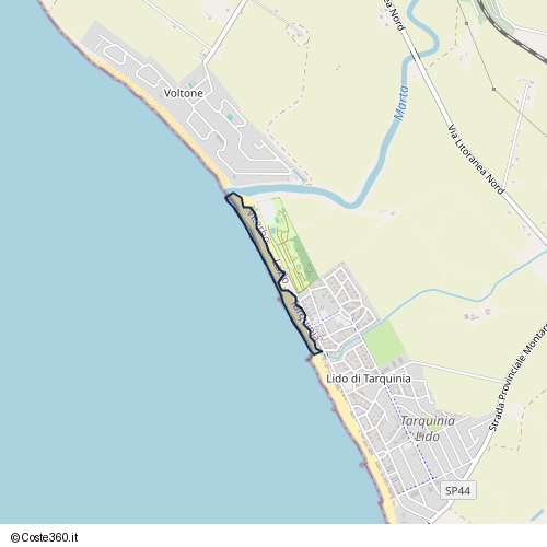 Posizione della spiaggia Spiaggia nei pressi di Viale delle Nereidi, Tarquinia, 01016