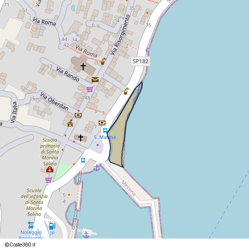 Posizione della spiaggia Spiaggia nei pressi di Lungomare Giuffrè, Santa Marina Salina, 98050