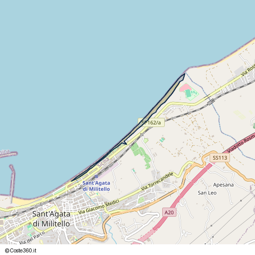 Posizione della spiaggia Spiaggia nei pressi di SP162/a, Sant'Agata di Militello, 98076