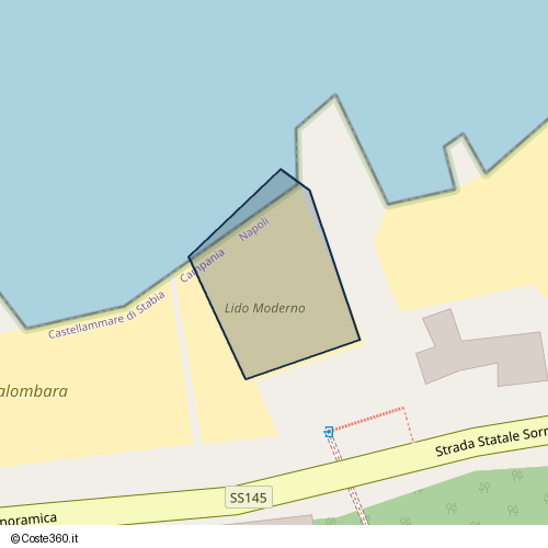 Posizione della spiaggia Spiaggia nei pressi di Strada Statale Sorrentina Panoramica, Castellammare di Stabia, 80053