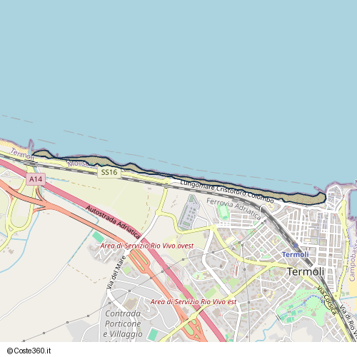 Posizione della spiaggia Spiaggia nei pressi di Lungomare Cristoforo Colombo 69, Termoli, 86039