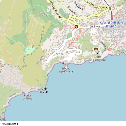 Posizione della spiaggia Spiaggia nei pressi di Via Mulo 76, Capri, 80076