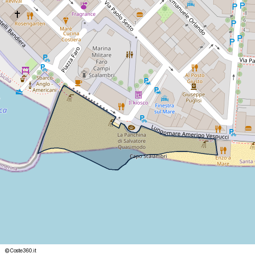 Posizione della spiaggia Spiaggia nei pressi di Lungomare Amerigo Vespucci, Santa Croce Camerina, 97017