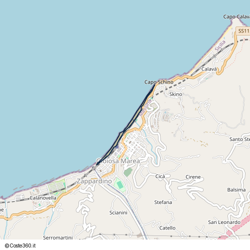 Posizione della spiaggia Spiaggia nei pressi di Passeggiata Canapè, Gioiosa Marea, 98063