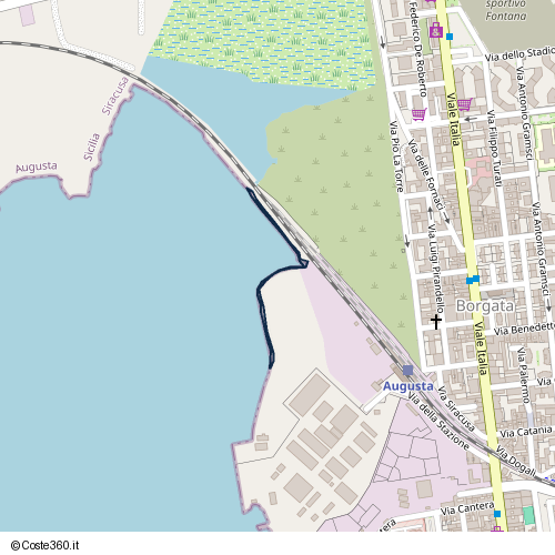 Posizione della spiaggia Spiaggia nei pressi di Via Pio La Torre, Augusta, 96011