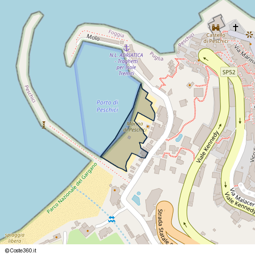 Posizione della spiaggia Spiaggia nei pressi di Molo, Peschici