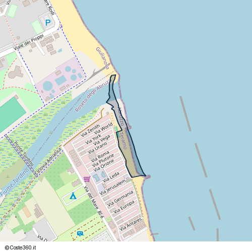 Posizione della spiaggia Spiaggia nei pressi di Via del Mare 11, Roseto degli Abruzzi, 64021