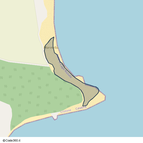 Posizione della spiaggia Spiaggia nei pressi di Via Monte Olimpo, Isola di Capo Rizzuto