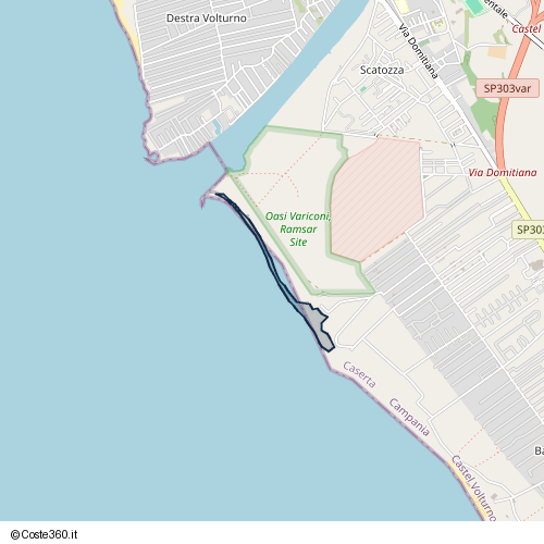 Posizione della spiaggia Spiaggia nei pressi di Castel Volturno, 81130