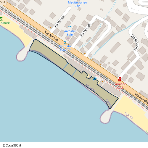 Posizione della spiaggia Spiaggia nei pressi di Via Aurelia 1984, Cavi, Lavagna, 16033